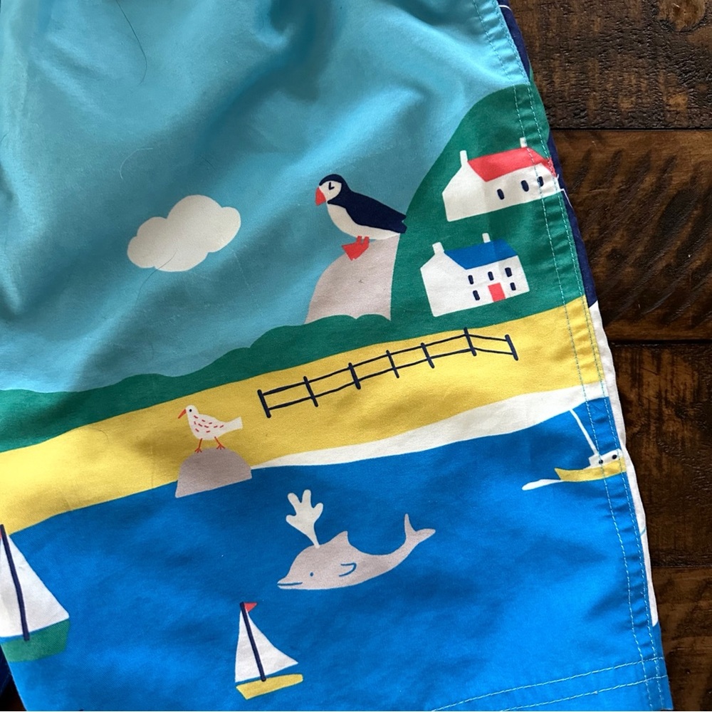 Mini Boden Blue and Yellow Nautical Shorts - Picture 4 of 8